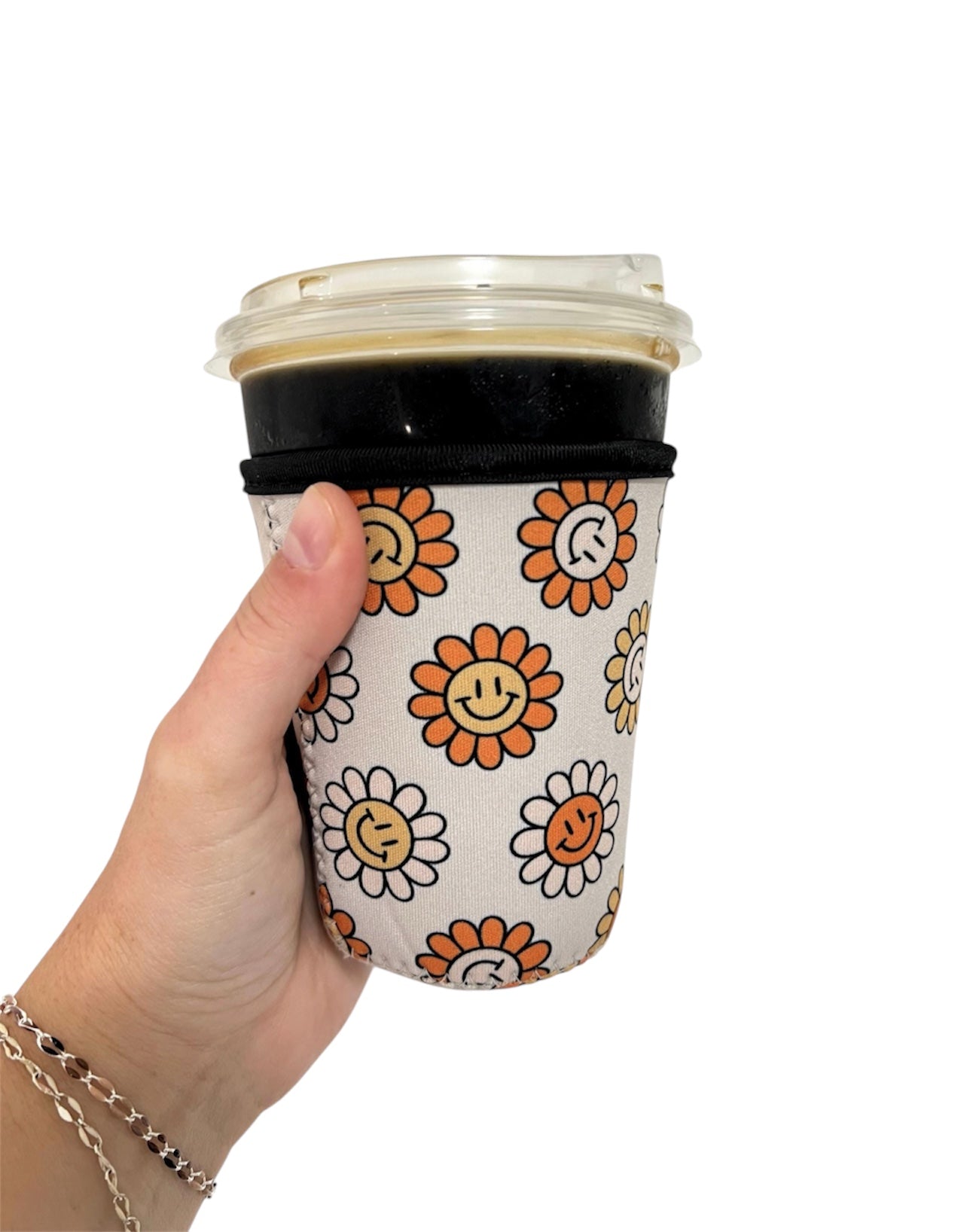Retro Happy Flowers Coffee Cozy