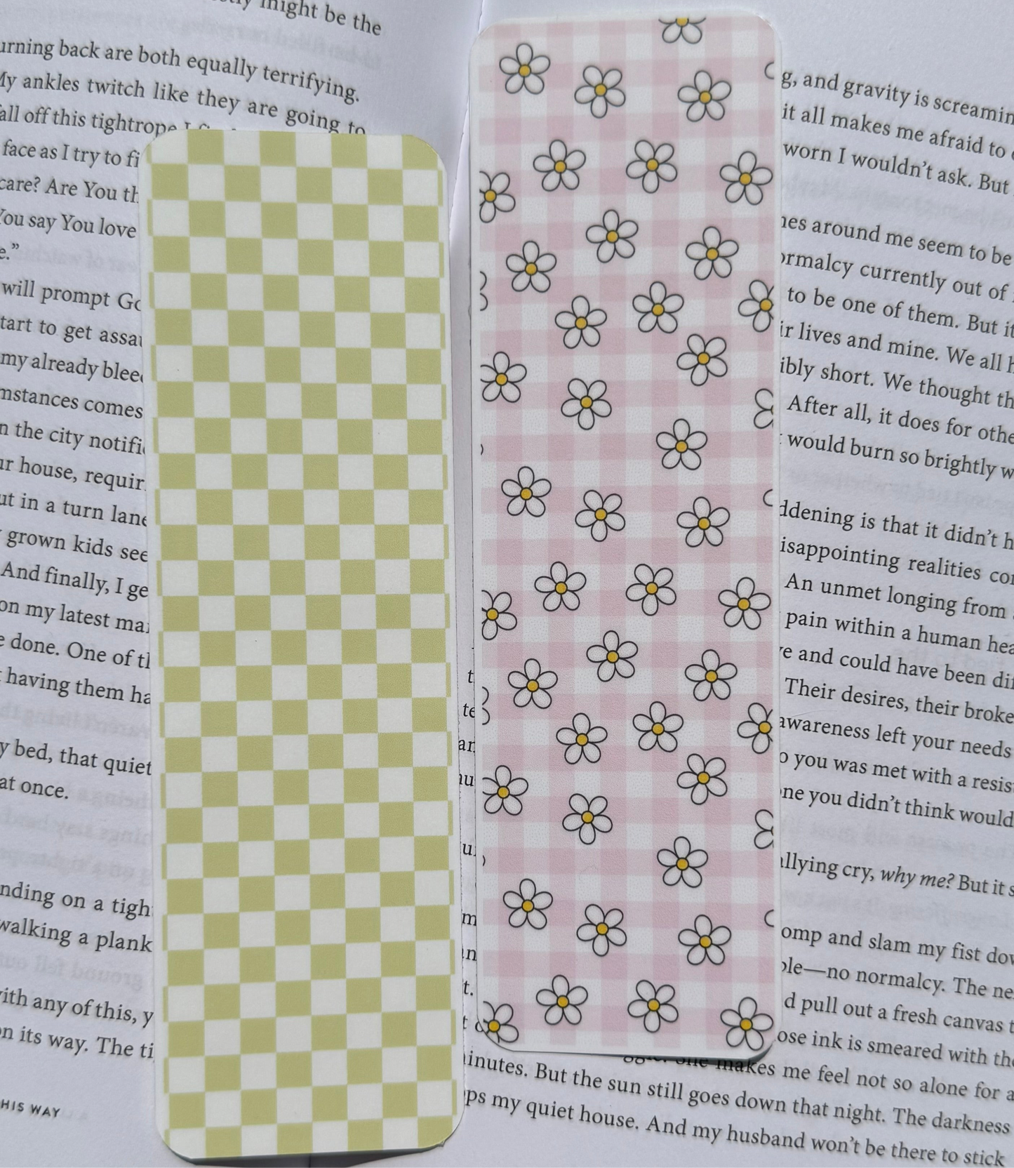 Tiny Flowers & Checker Double-Sided Paper Bookmark