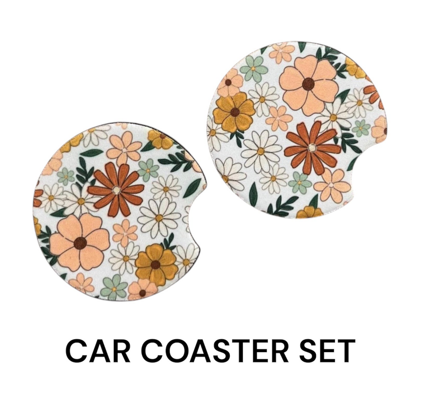 Retro Florals Car Coaster Set