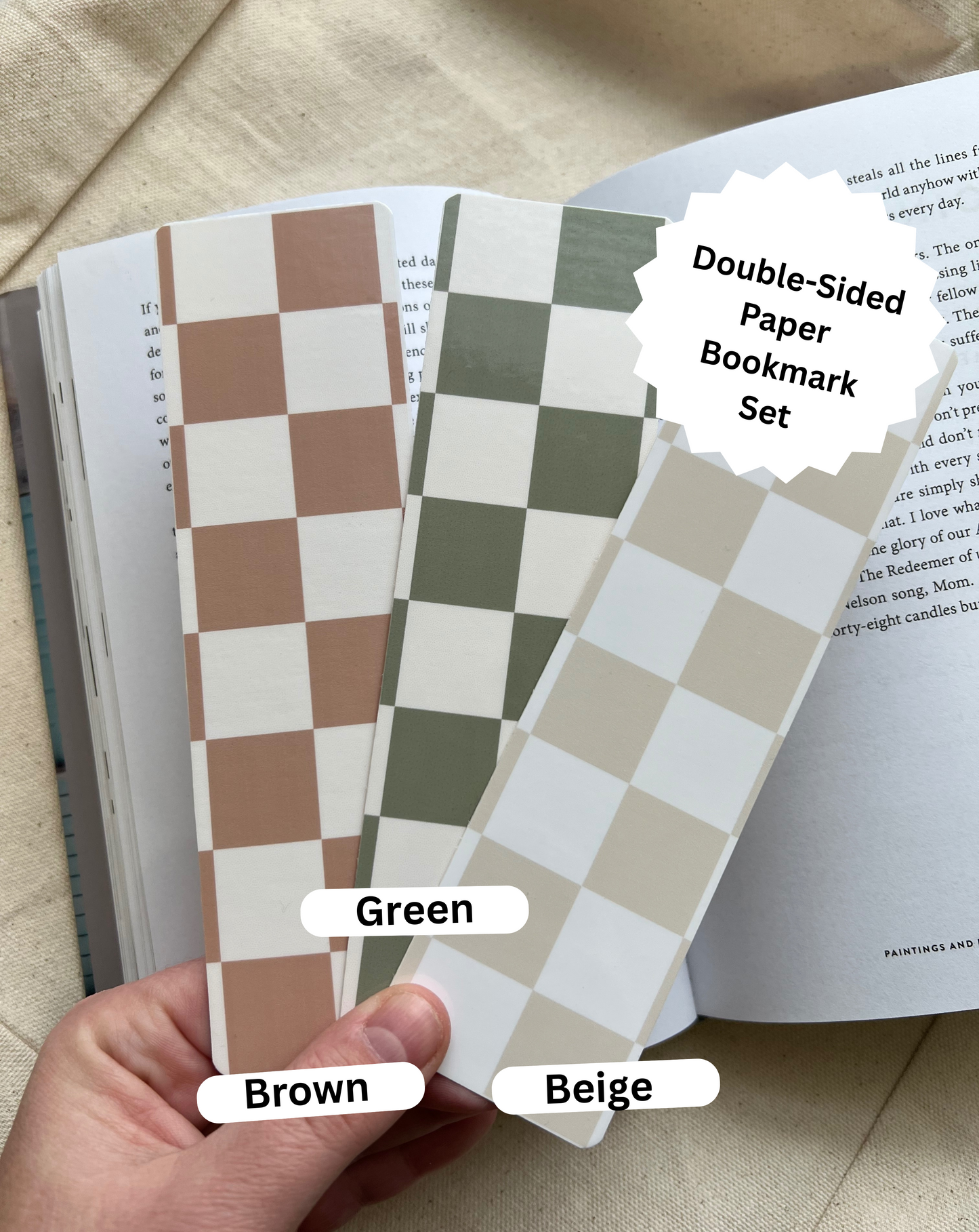 Retro Checker Double-Sided Paper Bookmark Set