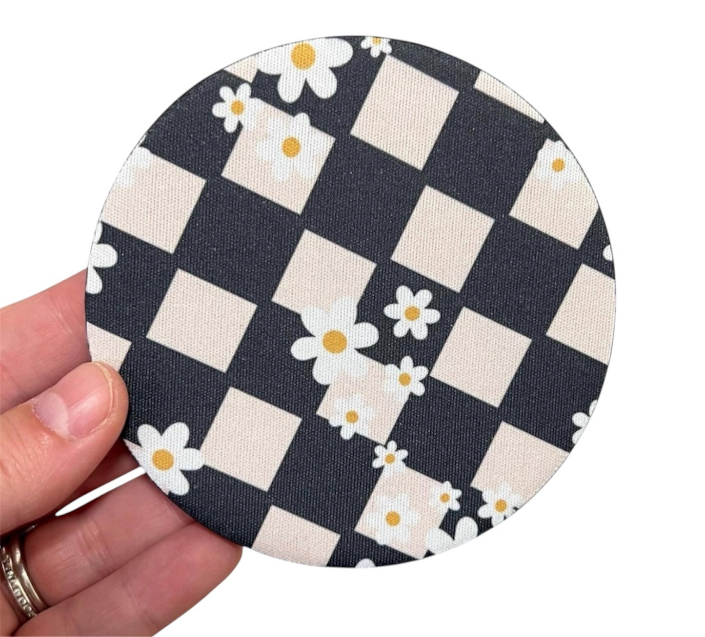 Daisy and Checker Drink Coaster