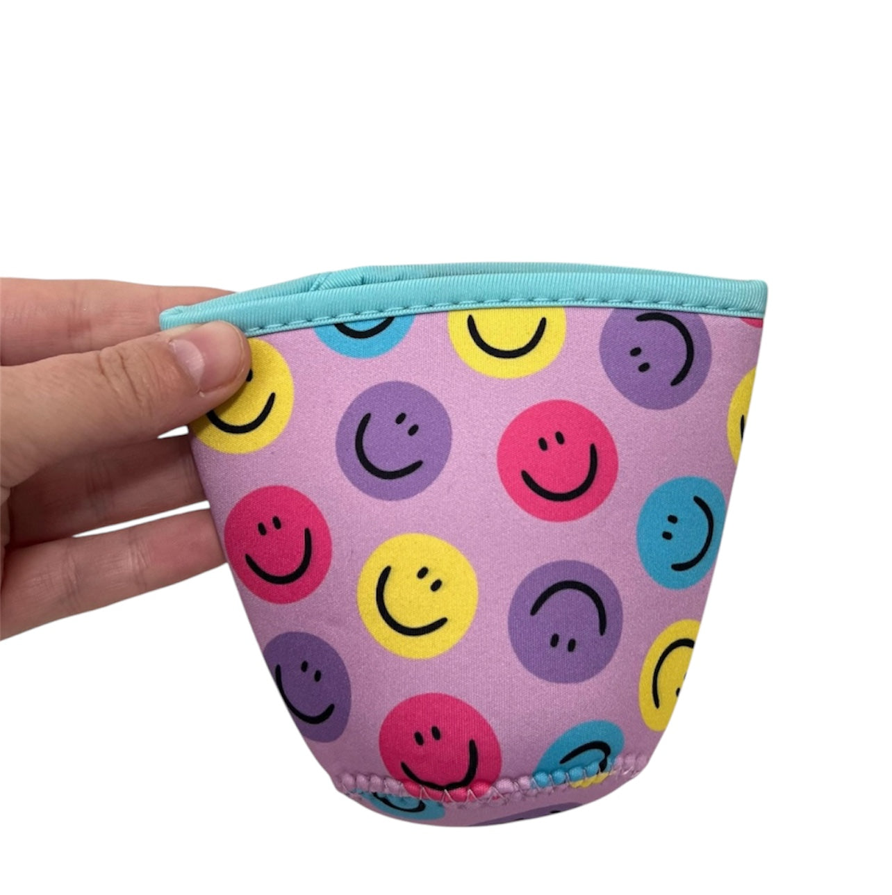 Happy Face Colorful Coffee Cozy