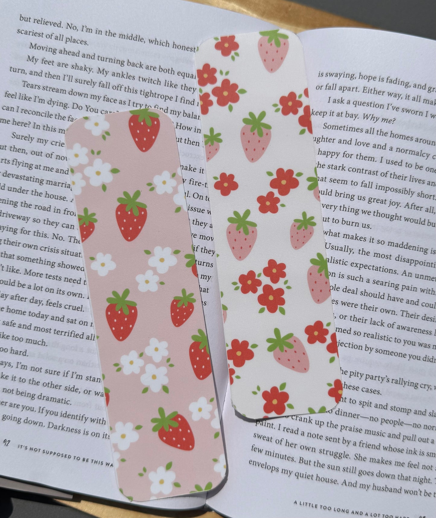 Strawberries 🍓 Double-Sided Paper Bookmark