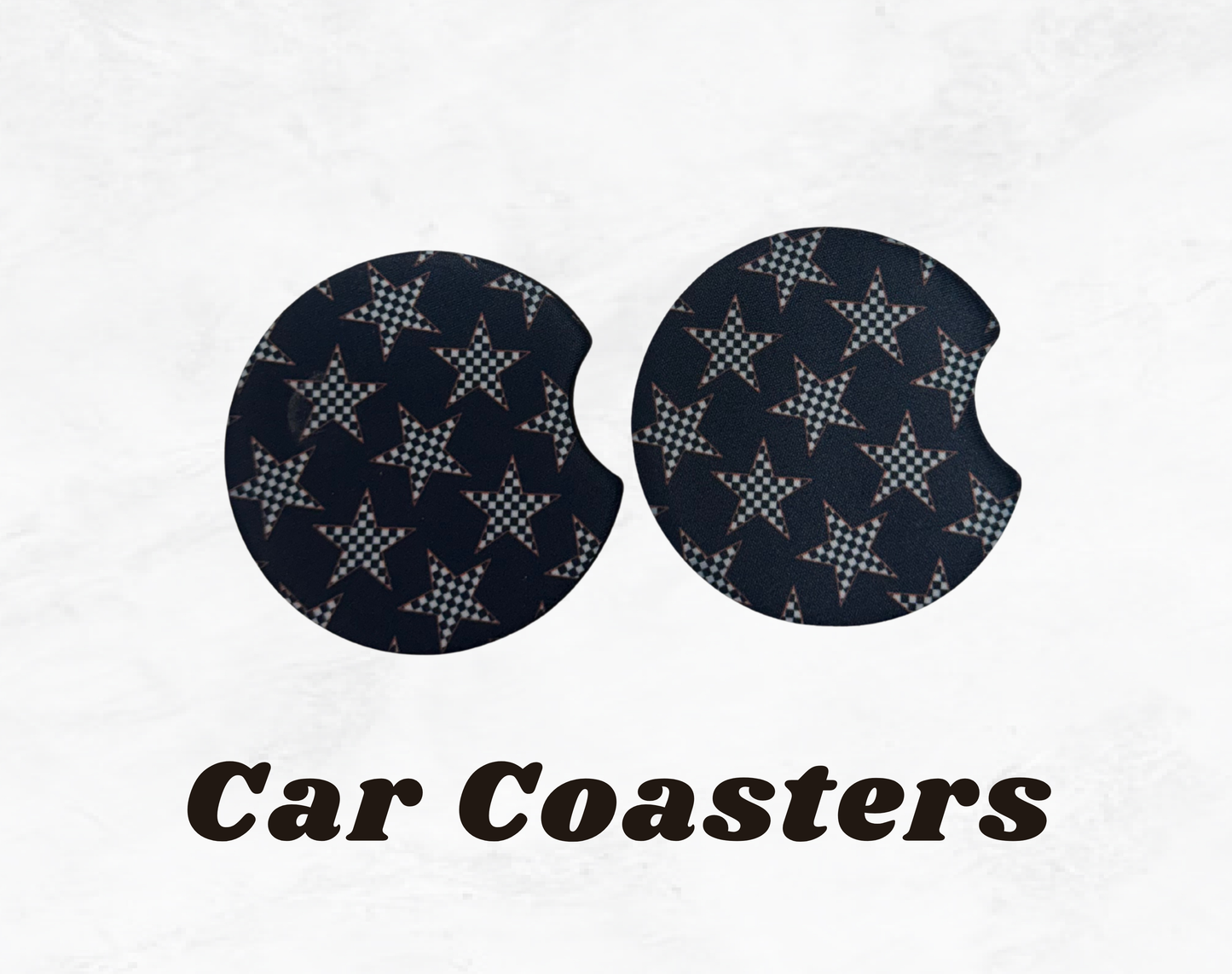 Checker Stars Car Coaster Set