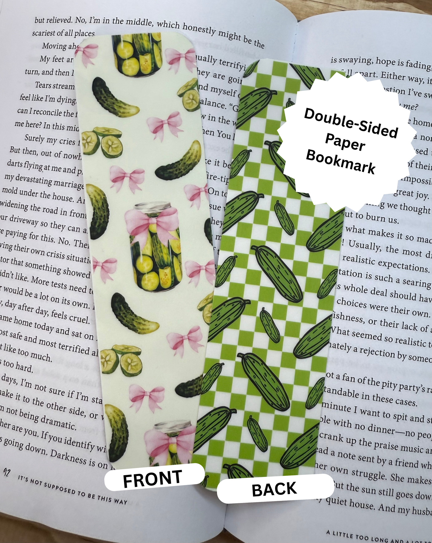Pickle Lover Double-Sided Paper Bookmark