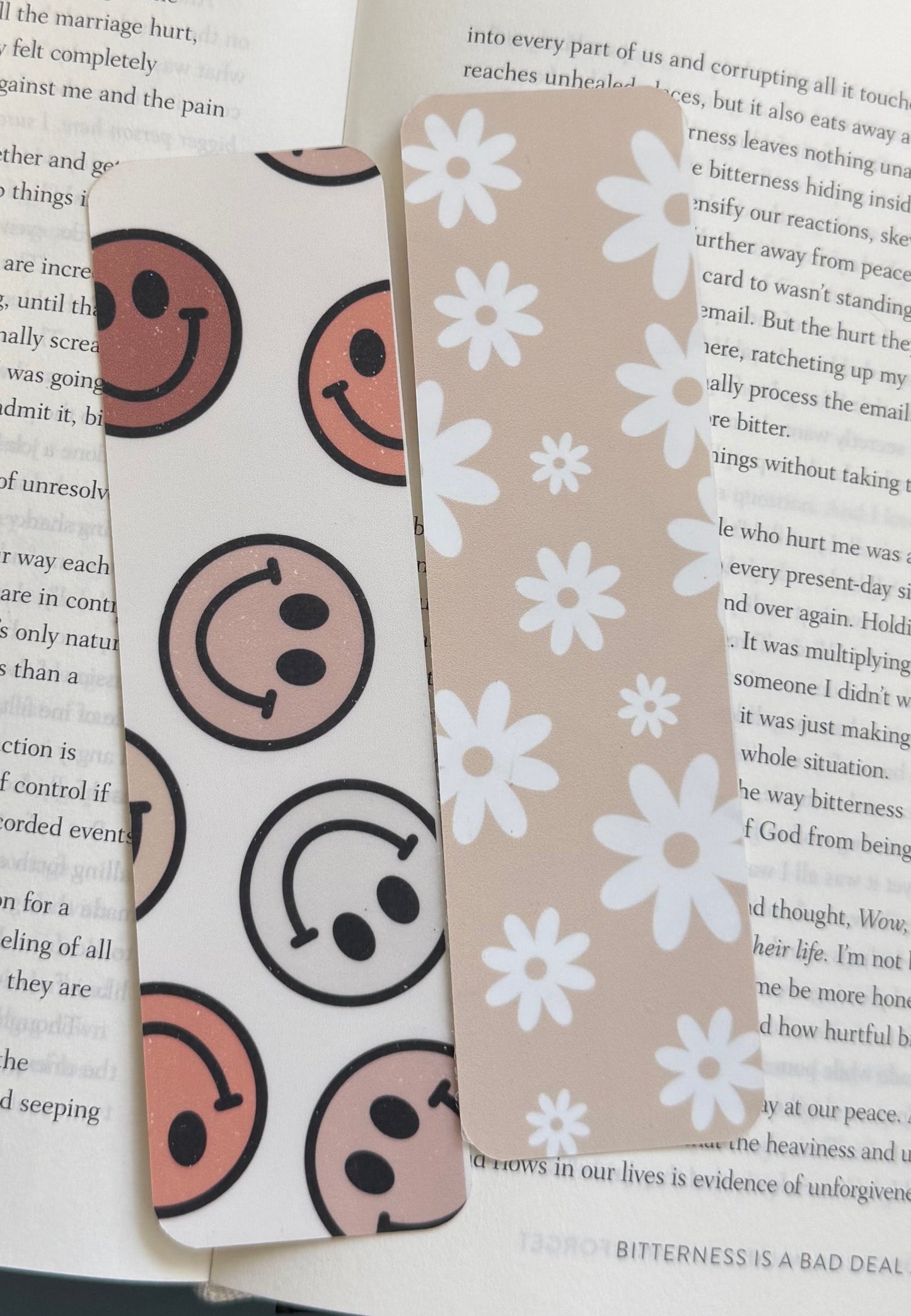 Smiles and Flowers Double-Sided Paper Bookmark