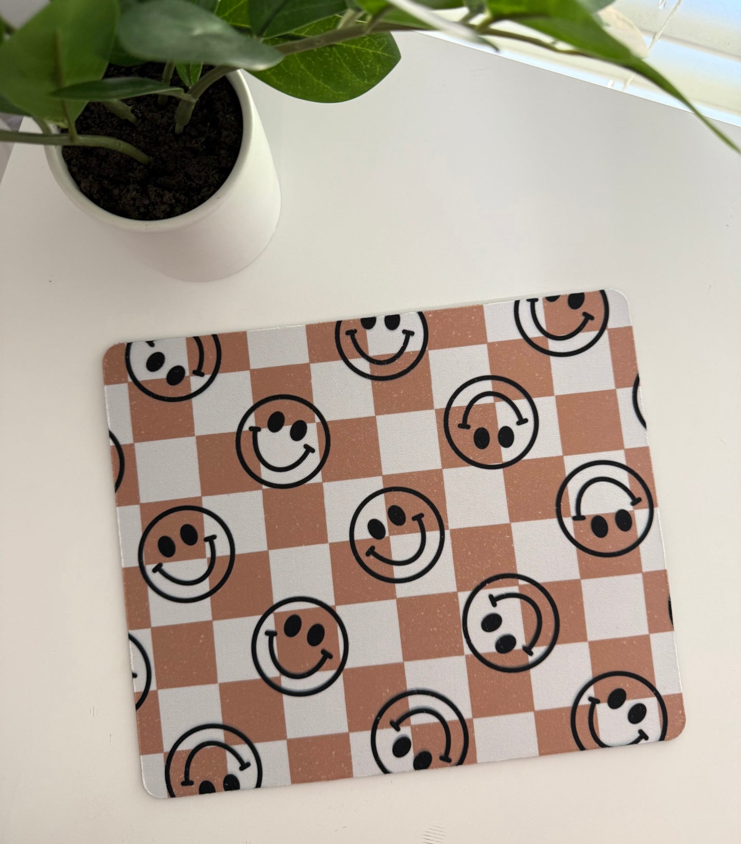 Smiley Face Checker Mousepad