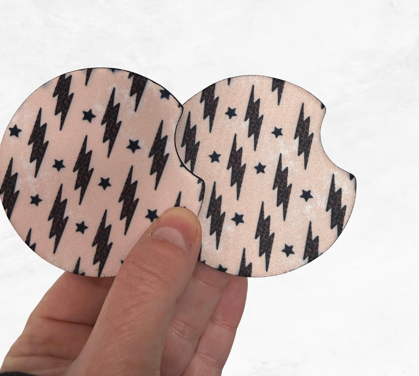 Lightning Bolts and Stars Car Coaster Set