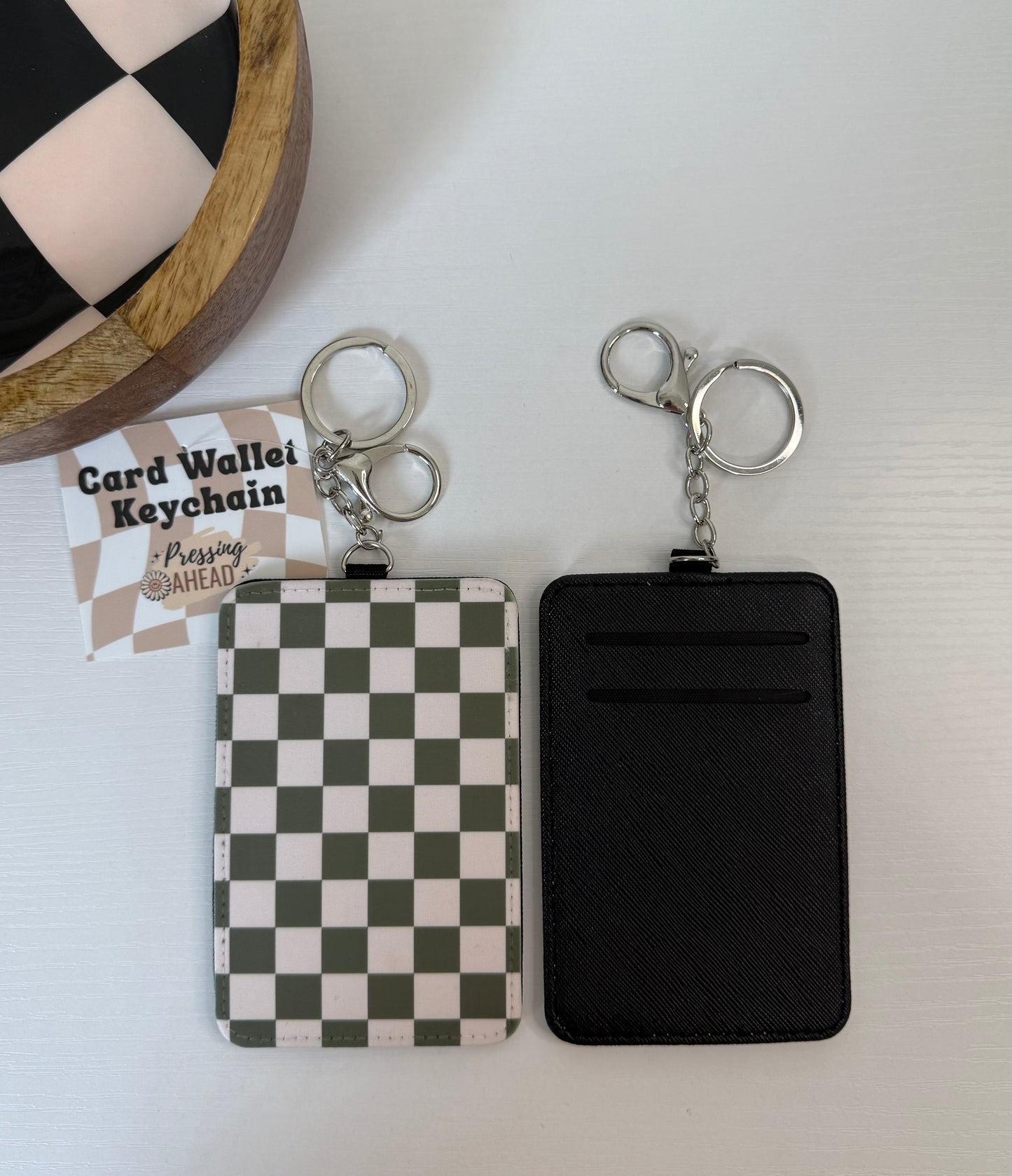 Green Checker Keychain Wallet