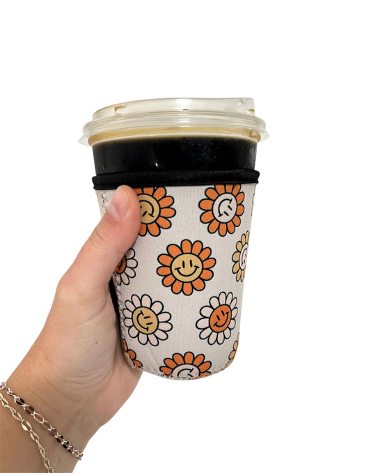 Retro Happy Flowers Coffee Cozy