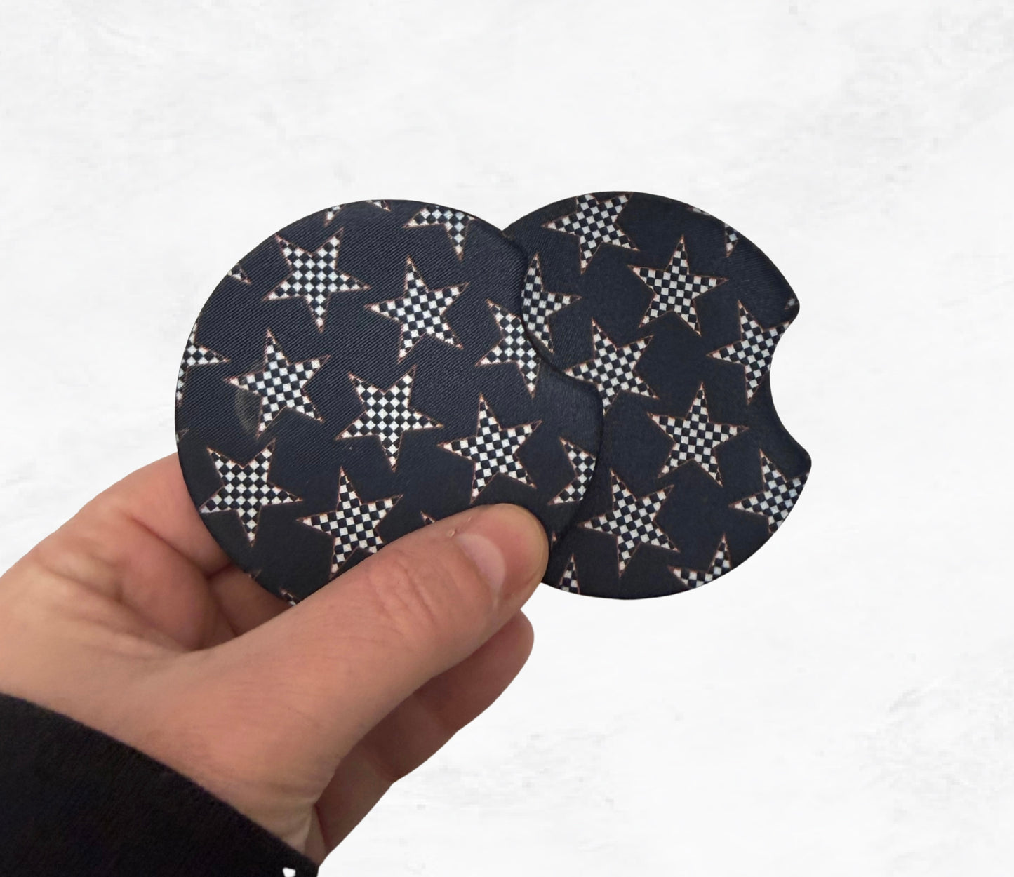 Checker Stars Car Coaster Set