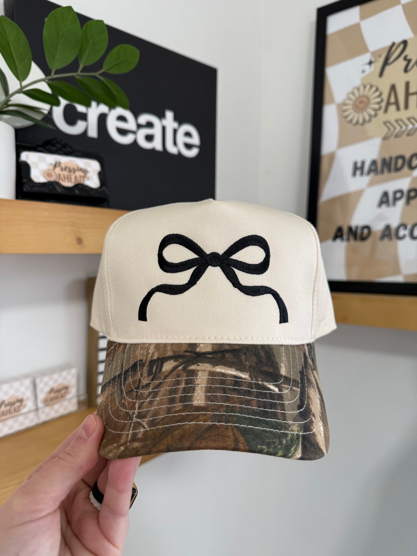 Coquette Bow Camo Canvas Hat