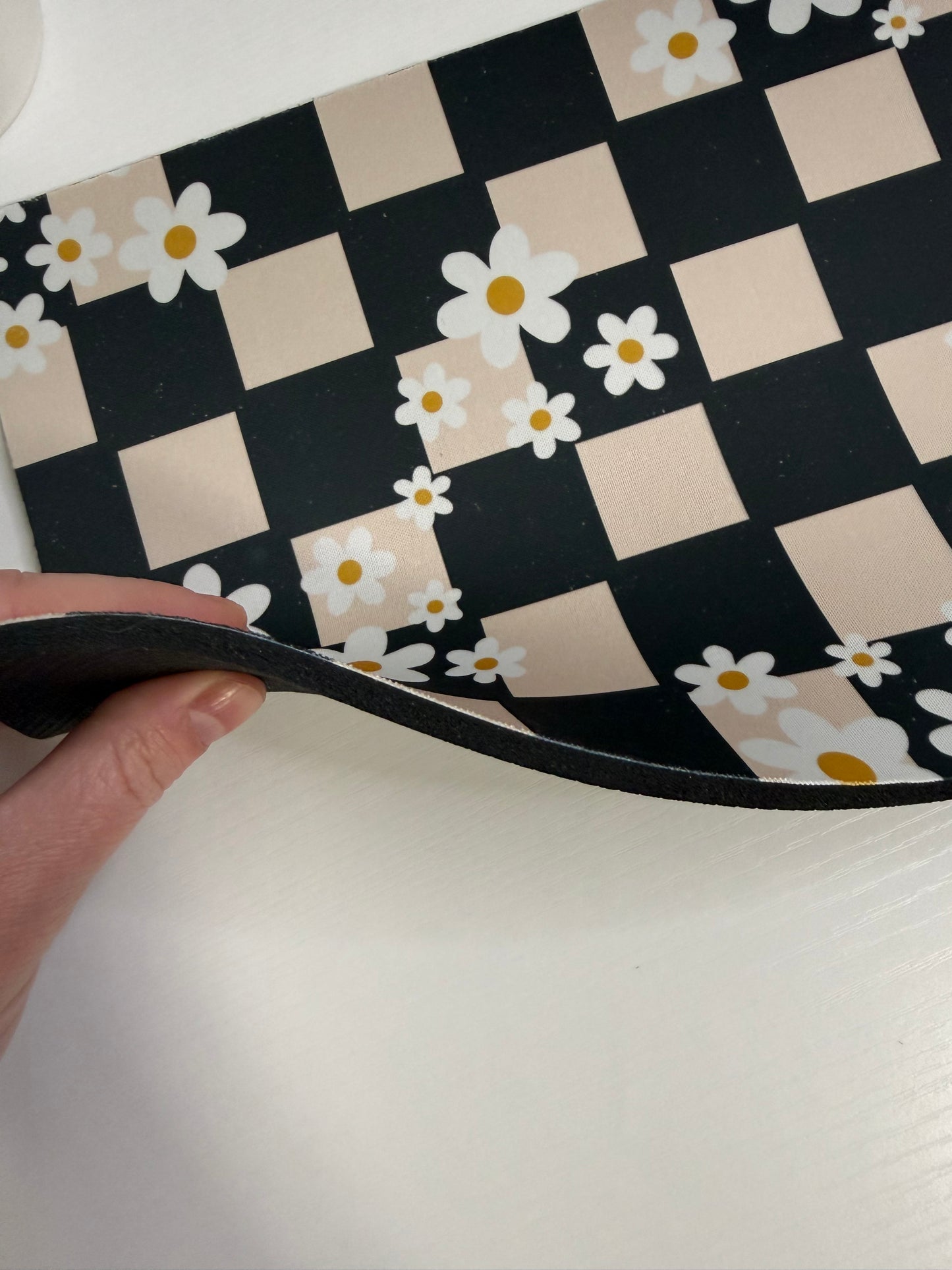 Distressed Flower and Checker Mousepad