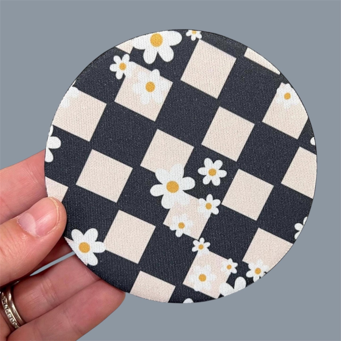 Daisy and Checker Drink Coaster