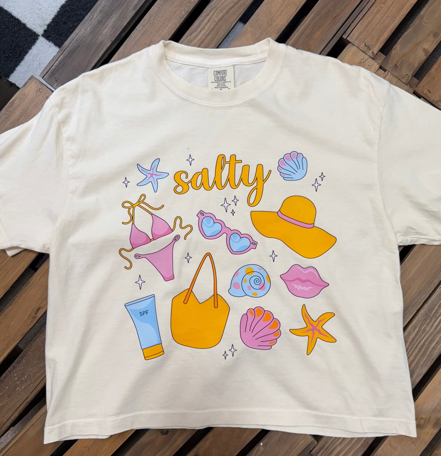 Salty Girl Summer Boxy Crop Graphic Tee