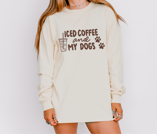 Iced Coffee + My Dogs Long Sleeve Graphic Tee