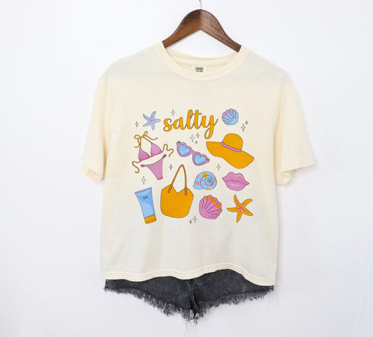Salty Girl Summer Boxy Crop Graphic Tee