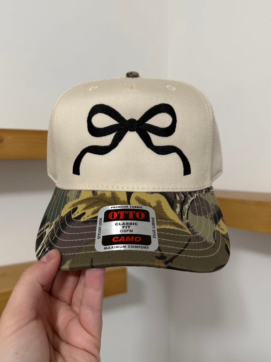 Coquette Bow Camo Canvas Hat