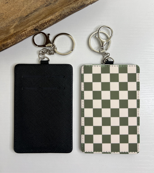 Green Checker Keychain Wallet