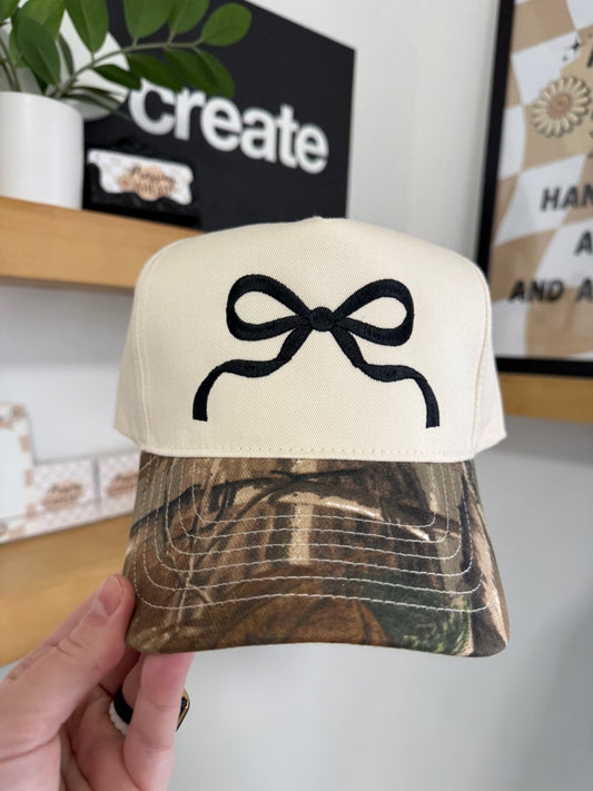 Coquette Bow Camo Canvas Hat