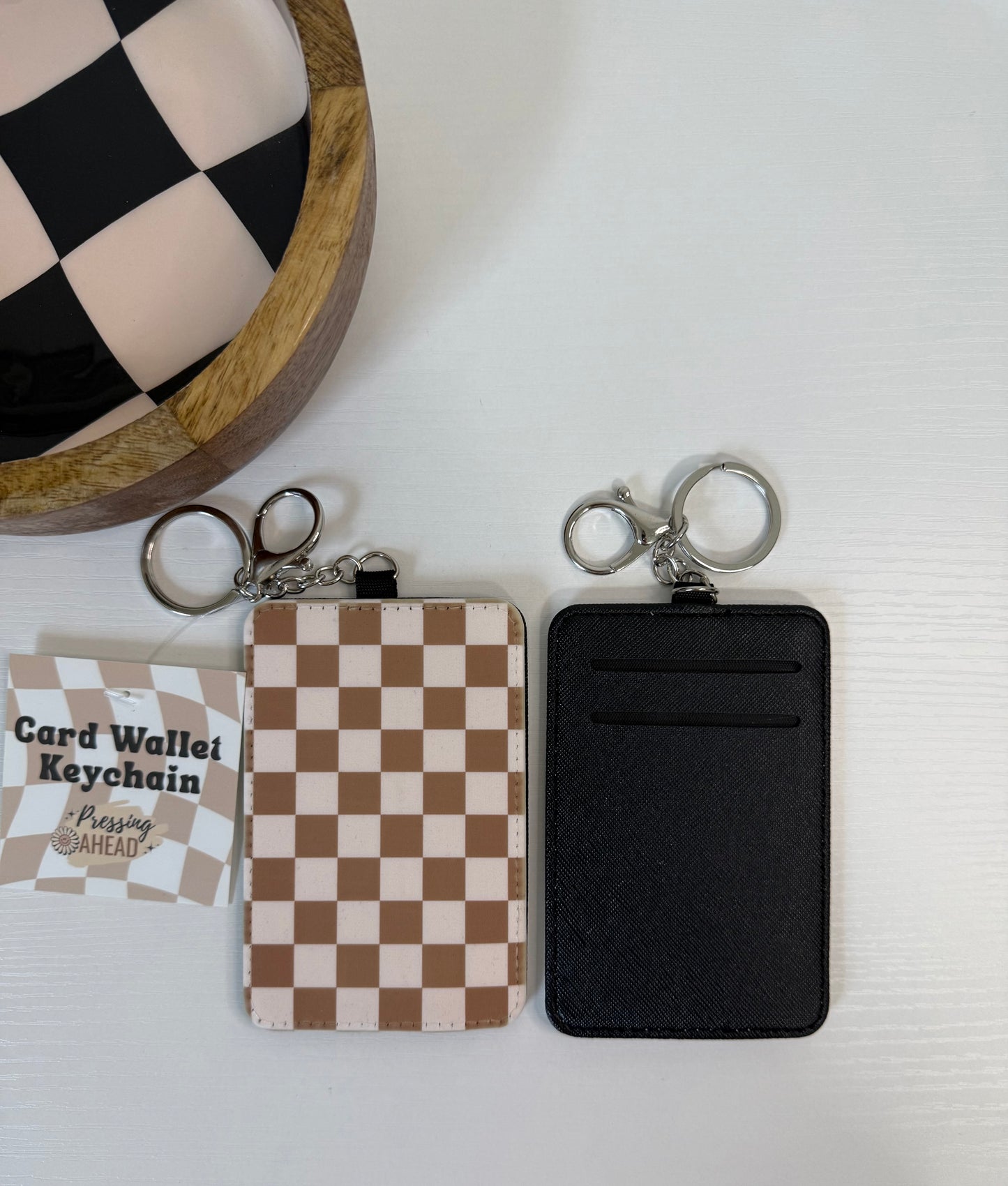 Brown Checker Keychain Wallet