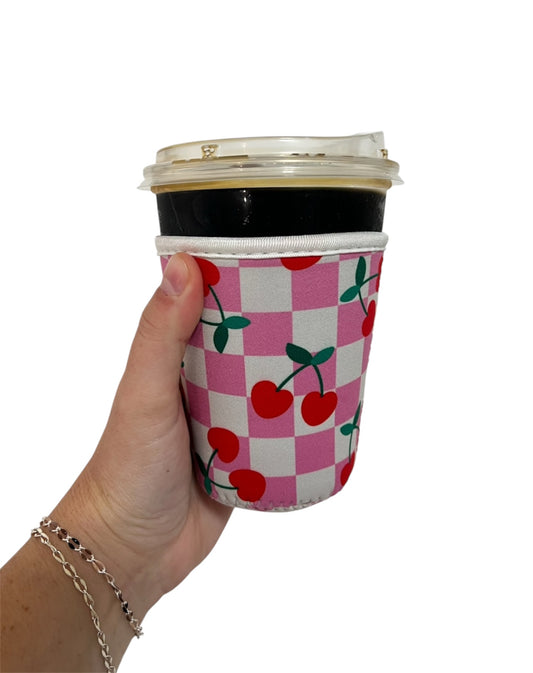 Checker Cherry Coffee Cozy