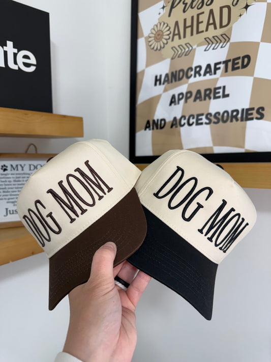 Dog Mom Embroidered Canvas Snapback Hat