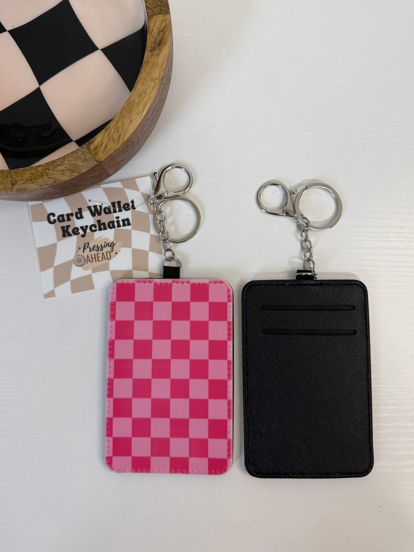 Pink Checker Keychain Wallet