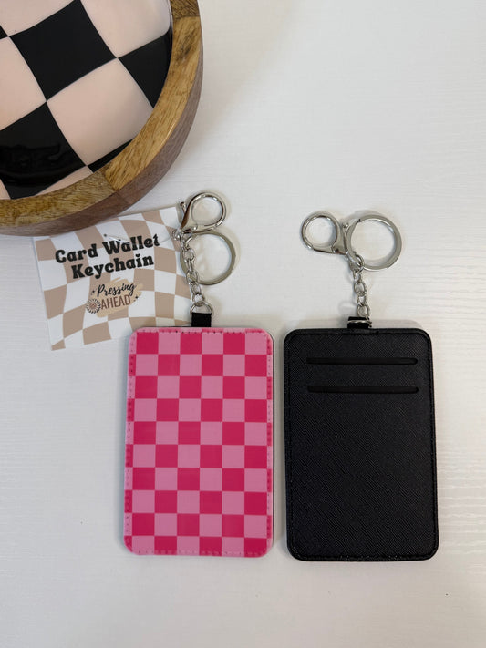 Pink Checker Keychain Wallet