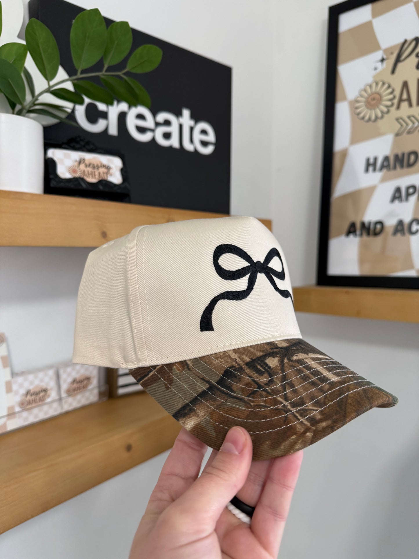 Coquette Bow Camo Canvas Hat