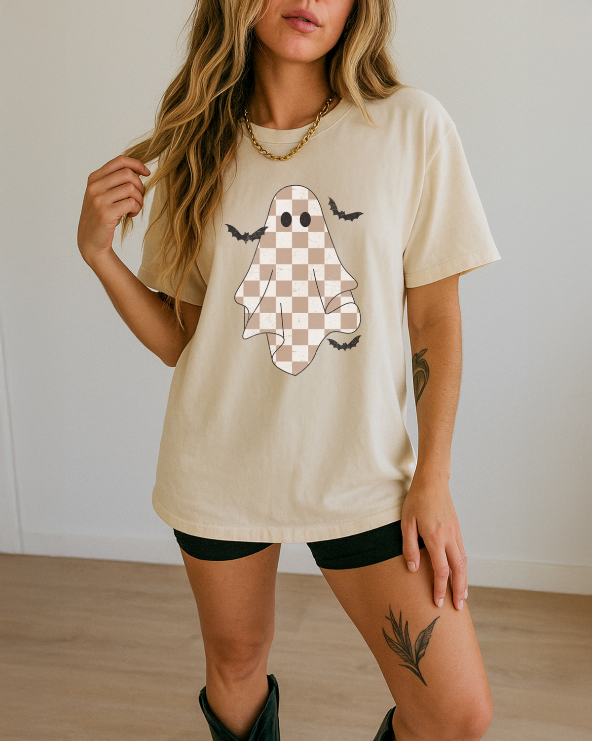 Checkerboard Ghost Graphic Tee