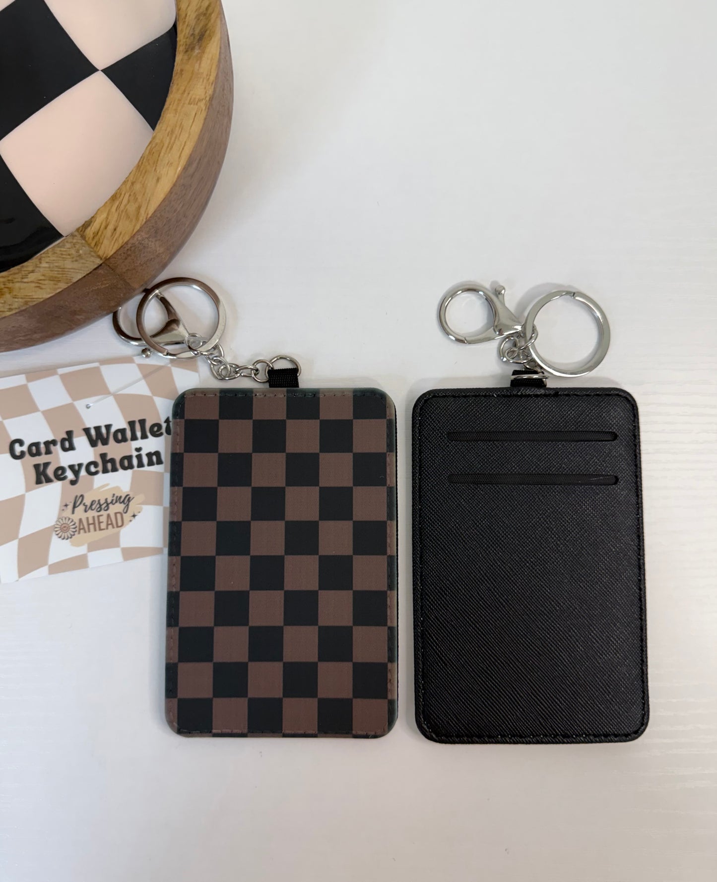 Black and Brown Checker Keychain Wallet