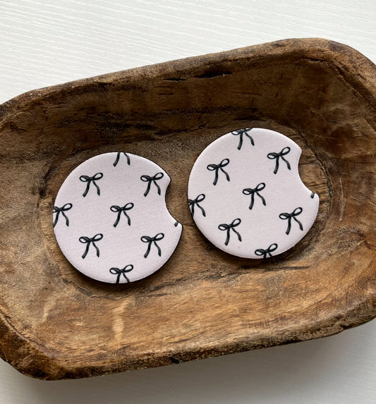 Black Bows Car Coaster Set