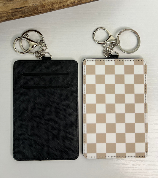 Beige Checker Keychain Wallet