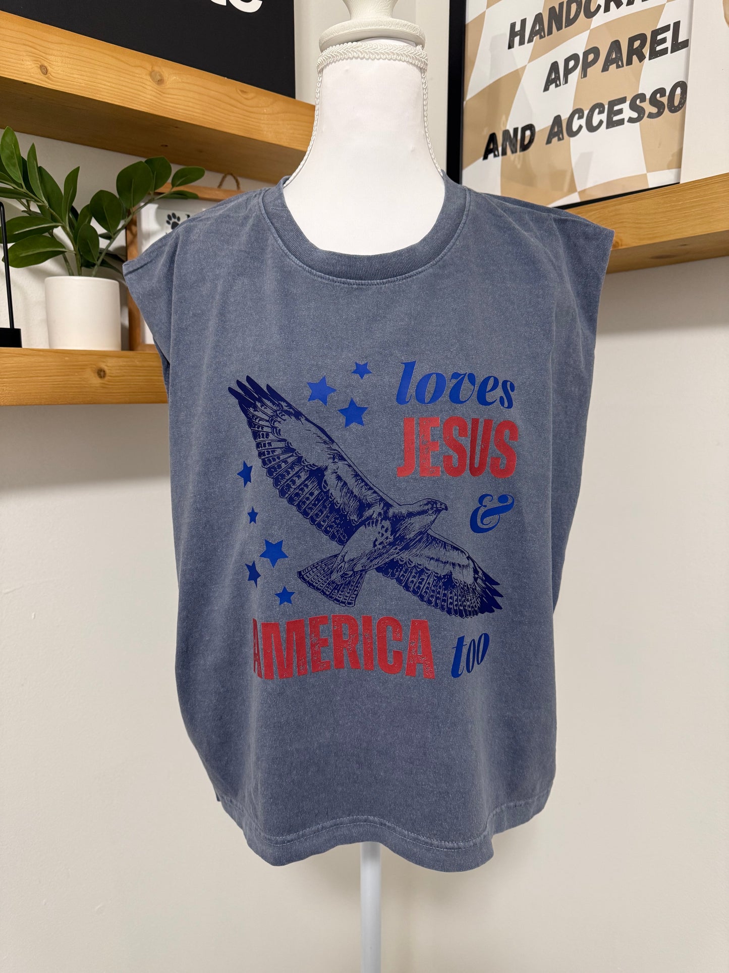 Loves Jesus and America Too Muscle Tank Tee