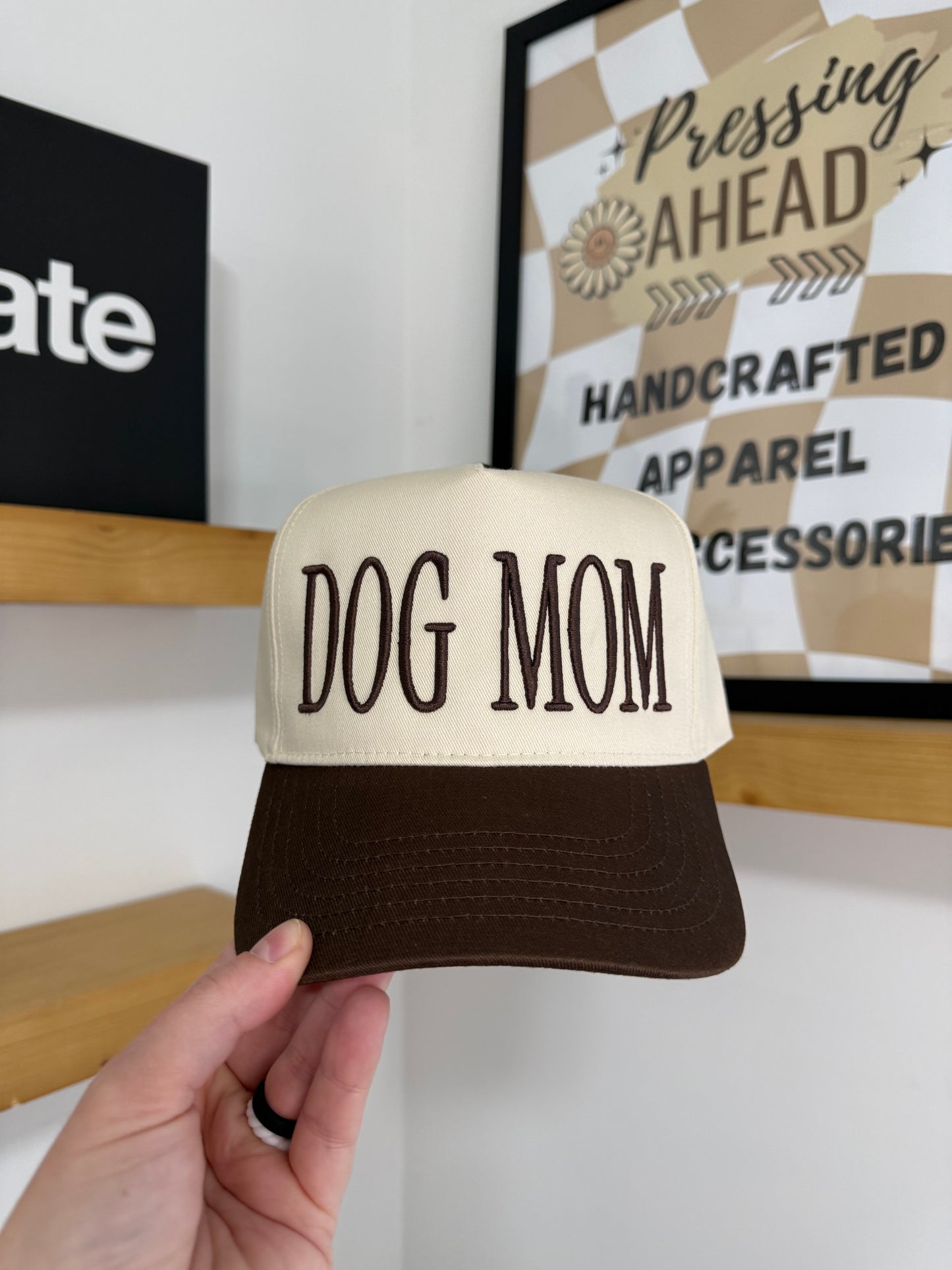 Dog Mom Embroidered Canvas Snapback Hat