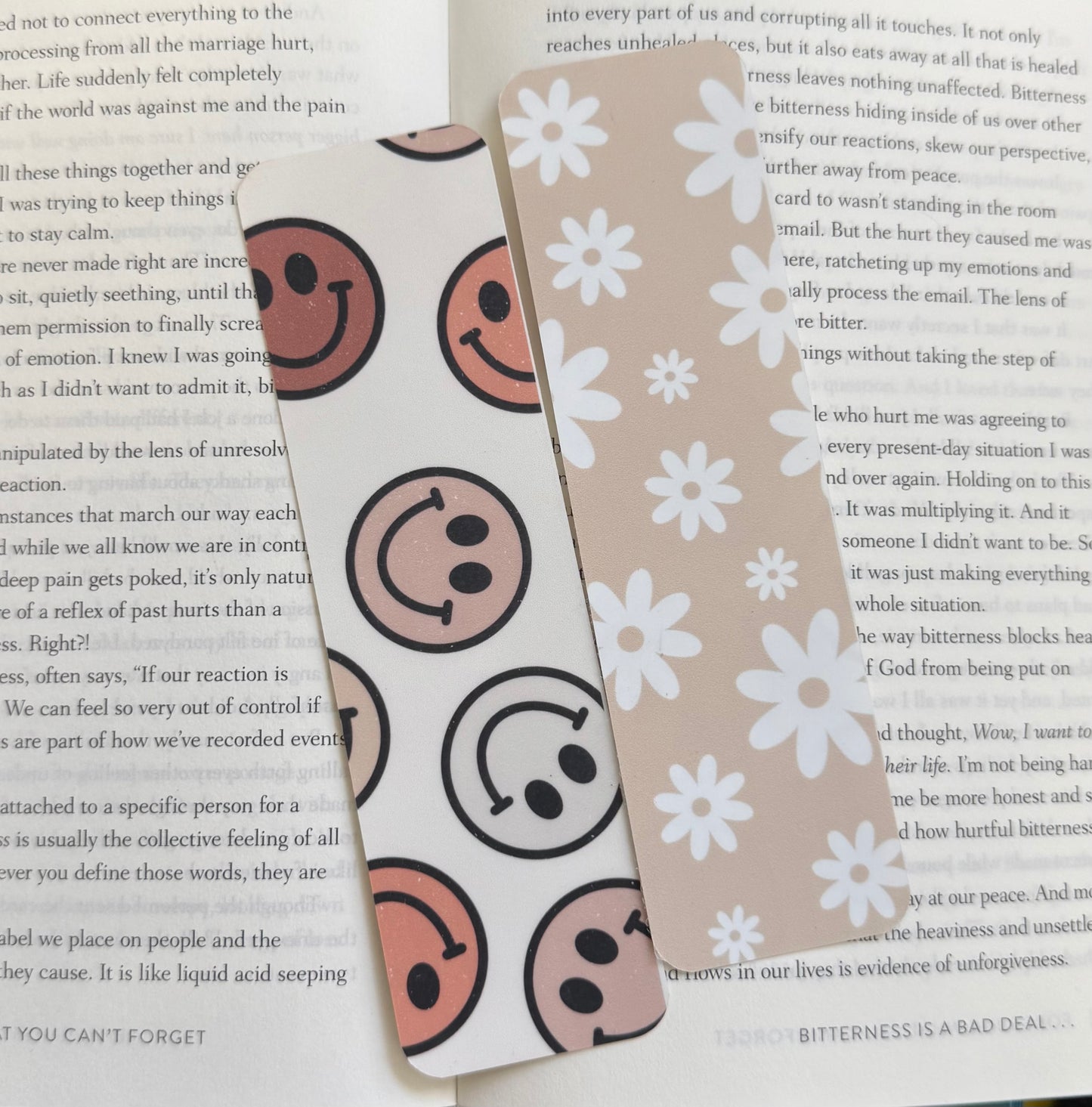 Smiles and Flowers Double-Sided Paper Bookmark