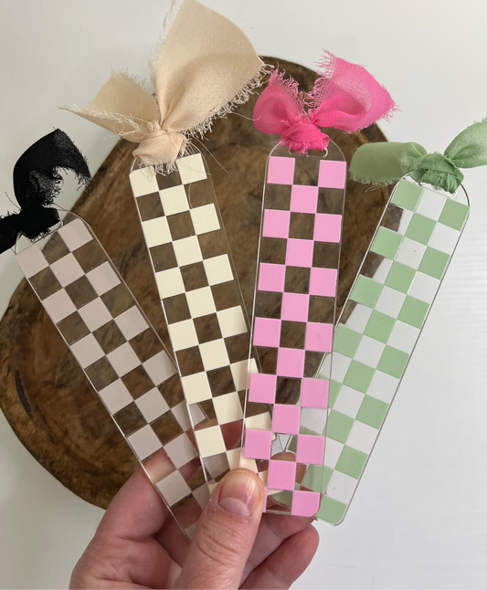 Checker Acrylic Bookmark with Ribbon Tassel