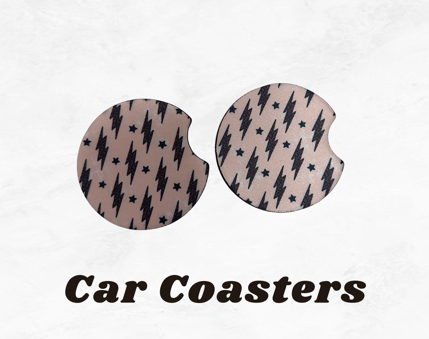 Lightning Bolts and Stars Car Coaster Set