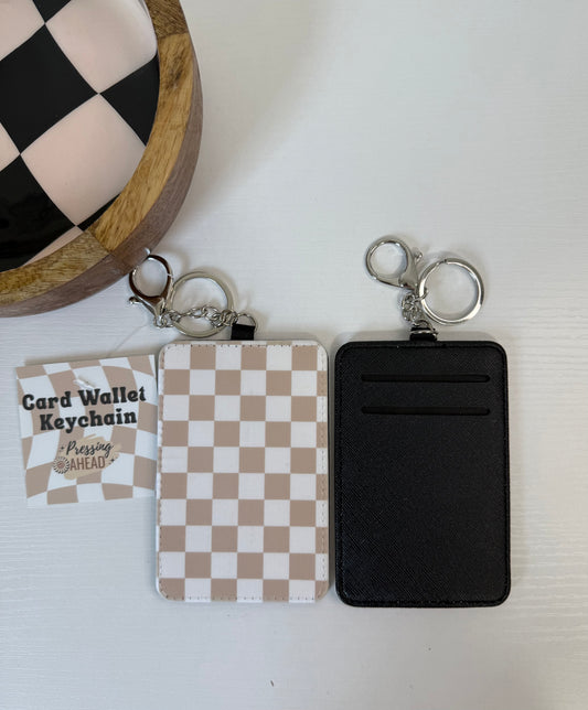 Beige Checker Keychain Wallet