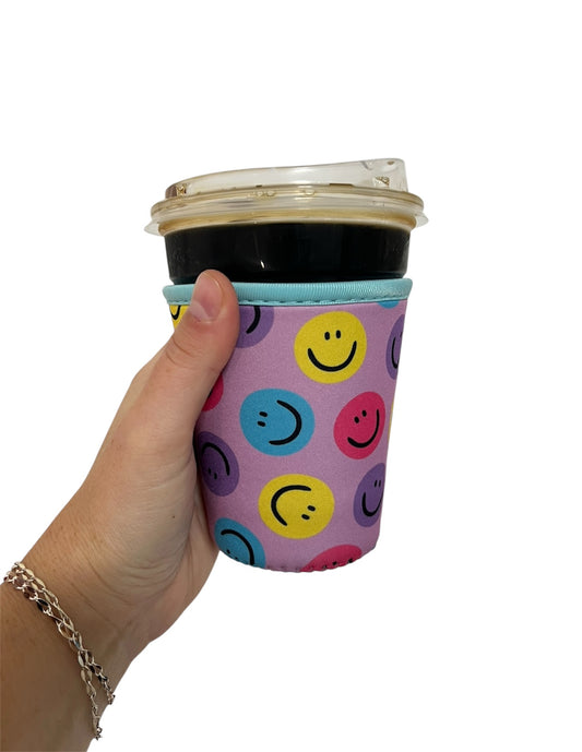 Happy Face Colorful Coffee Cozy