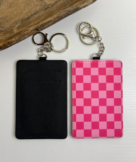 Pink Checker Keychain Wallet