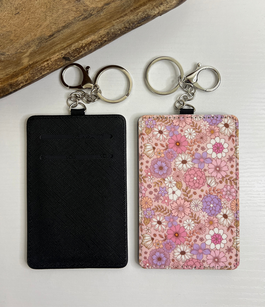 Pink & Purple Floral Keychain Wallet