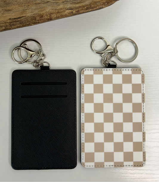 Beige Checker Keychain Wallet