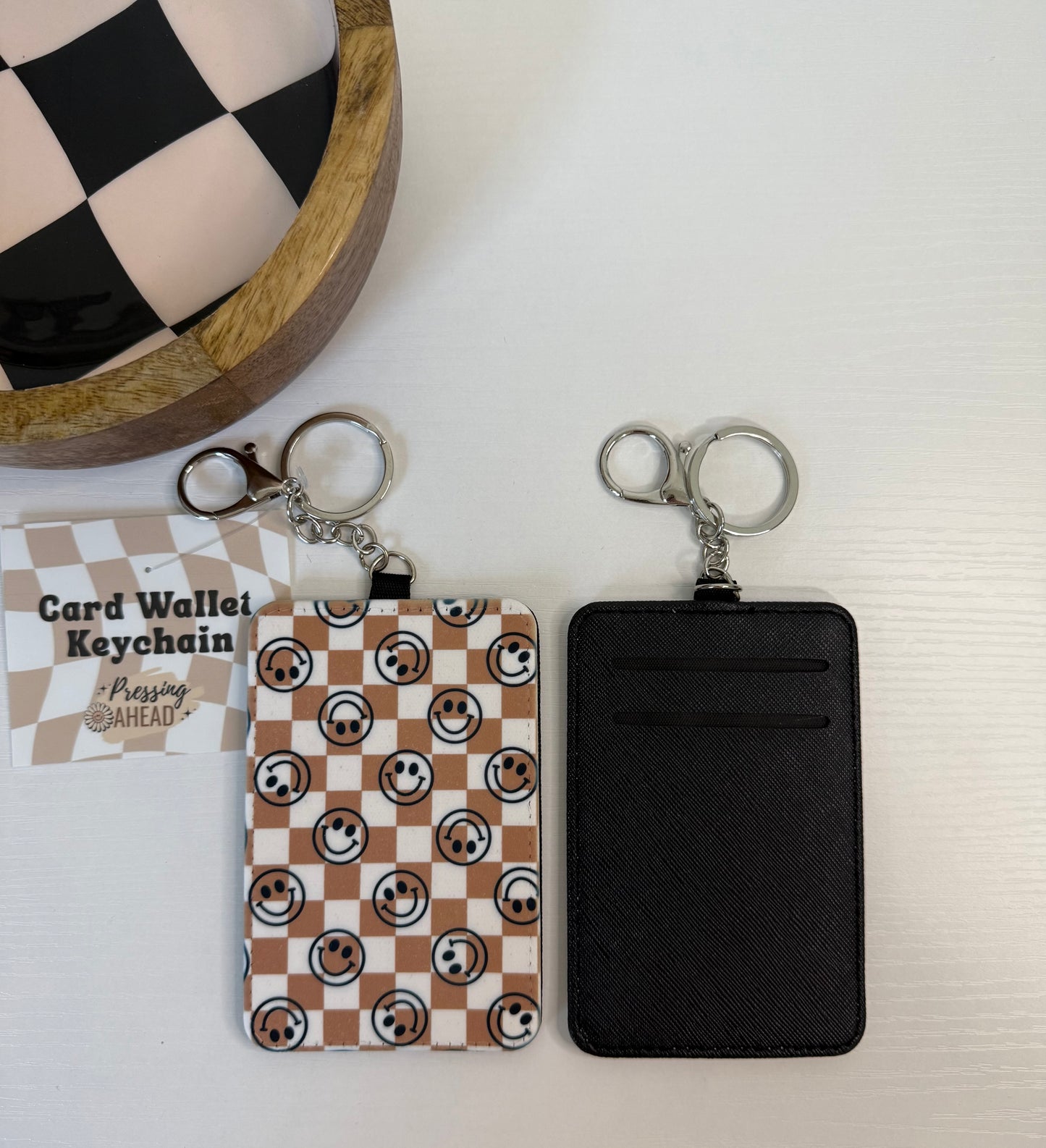 Smiley Face Checker Keychain Wallet