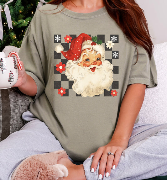 Retro Santa Checker Graphic Tee