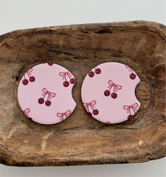 Cherries+Bows Car Coaster Set